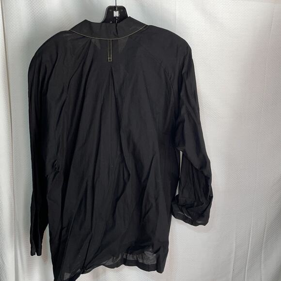 Max Studio for Ann Taylor L vintage black gauzy button down blouse nwt ruffled - Picture 7 of 10